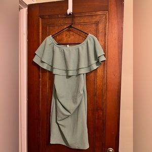 Green Off the Shoulder Maternity Dress